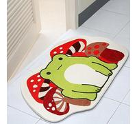 Timgle Cute Frog Bathroom Mat Mushroom and Frog Bath Rug 23. 6''x16'' Non Slip Absorbent Soft Washable Nonslip Thick Cashmere Imitation Machine Washable Rug Mushroom Tufted Mat for Bathroom