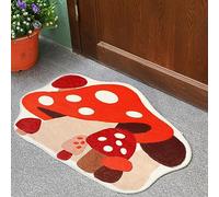 Timgle Red Mushroom Bathroom Mat Mushroom Bath Rug 23.6''x16'' Non Slip Absorbent Soft Washable Bath Nonslip Thick Cashmere Imitation Machine Washable Tufted Mat for Bathroom