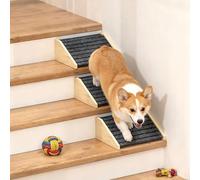 TIMHAKA 3 Pack Dog Ramp for Stairs, Upgraded Widened Non-Slip Dog Stairs for Small Medium Dogs, Wooden Pet Steps for Staircase, Steps and Stairs Assist for Injured & Aged Pets