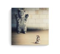 Timid House Cat, Rodent, Mouse with Gun Humorous Animal Poster Poster Vintage Art, Wall Canvas, Decoration Aesthetic, Living Room, Kids Room Dormitory, Cafe, Bathroom, Suitable for Bedroom, Gym, Cool