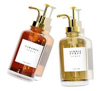 TIMIFTE Coffee Syrup Dispenser for Coffee Bar Accessories，Coffee Pump Dispenser, Glass Syrup Bottle with Gold Pumps and 42 Labels, 16.9 oz 500 ml (2 Pack)