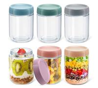 TIMIFTE Wide Mouth Mason Jars, 16oz Round Glass Jar Overnight Oats Jars with Airtight Lids, Leak Proof Clear Glass Jars with Lid, Glass Container Food Storage for Fruit Salad Cereal Snacks Spice