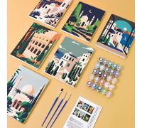 TIMIFUN 6 Pack Retro Cocktail Paint by Numbers Kit, Painting Kits for Beginners On Colored Canvas, Vintage Easy Paint by Number on Canvas, Acrylic oil watercolor Painting kit (PBL006)