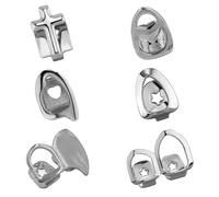 TIMIFUN 6PCS 18K Plated Gold Grillz Mouth Single Grill Cap, Hip Hop Punk Style with Top Bottom Removable Grills for Men Women, Hip Hop Rapper Accessories (Silver)