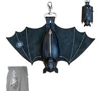TIMIFUN Leather Bat Coin Purse, Foldable Bat-Shaped Leather Wallet, Hand-Sewn Hanging Bats Zippered Coin Holder, Handmade Gothic Coins Pouch, Foldable Wings, Decorative Portable Keychain Wallet (1Pc)