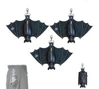 TIMIFUN Leather Bat Coin Purse, Foldable Bat-Shaped Leather Wallet, Hand-Sewn Hanging Bats Zippered Coin Holder, Handmade Gothic Coins Pouch, Foldable Wings, Decorative Portable Keychain Wallet (3Pcs)