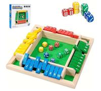 TIMIFUN Shut The Box Dice Game Wooden Board for 2-4 Players, Family Wooden Tabletop Math Game, Classics Tabletop Version Games for Kids & Adults for Classroom, Home, Party or Bar (Color, Color Box)