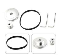 Timing Belt 2GT Closed Loop 200mm Rubber Timing Belt 6mm Wide 2GT Belt For Pulley Set 20 Tooth Aluminum Pulley 60 Tooth Double Flange Pulley For Synchronous Belt Reprap For Prusa Compatible