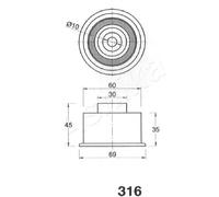 Timing belt tensioner 45-03-316 ASHIKA for MAZDA MX-6 XEDOS 9 323 F Mk V