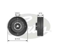 Gates Timing Belt Deflection Pulley T41174 – Metal Tensioner Pulley for Audi, VW, Volvo