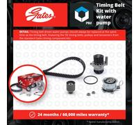 Timing Belt & Water Pump Kit fits AUDI A2 8Z0 1.4D 00 to 05 Set Gates Quality