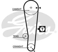 Timing belt with trapezoidal tooth profile T235RB GATES for TOYOTA CELICA Coupe