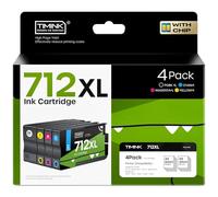 Timink 712XL Ink Cartridges with Chip Replacement for HP 712 XL 712 Ink Cartridge High Yield for HP DesignJet T650 T630 T250 T230 T210 Studio Plotter Printer (Black Cyan Magenta Yellow, 4 Pack)