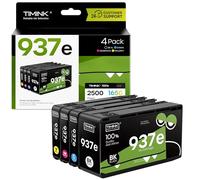 Timink 937XL Ink Cartridges Replacement for HP 937 XL 937e 937 Ink Cartridges Multipack Compatible for HP OfficeJet Pro 9110b 9120b 9130b 9720 9730 Printer (with Chip, Black, Cyan, Magenta, Yellow)