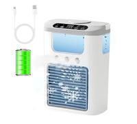 Timisea Mini Air Conditioning Mobile: 3-in-1 Air Cooler with 3-Level Mist, Humidification & 600 ml Water Tank for Effective Room Cooling - Quiet, Portable with 180° Airflow & RGB Lighting