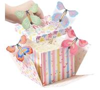 Timisea Mother's Day Butterfly Explosion Gift Box,Butterfly Explosion Gift Box,Surprise Box,Contains Four Flying Butterflies,Suitable for Mother's Day, Graduation, Birthdays, Wildflower
