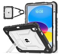 TIMISM Case for iPad (A16) 11th/10th Generation(2025/2022) with Shoulder Strap, Kickstand and Pencil Holder, Translucent Hard PC Back Cover, Heavy Duty Shockproof Rugged Protective Case, Black+Clear