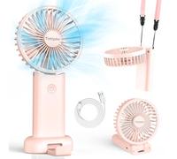 Timiyou Hand Held Fans, Portable Fan Powerful Handheld Fan with 3 Speeds & Built-in Rechargeable Battery, USB Desk Fan with Cellphone Stand & Adjustable Angle for Travel Office Home Outdoor