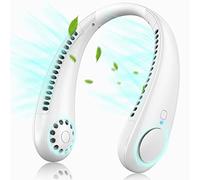 Timiyou Neck Fan, Bladeless Rechargeable Hanging Fan with 3 Speeds, Portable Cooling 360°Airflow, Battery Operated Wearable for Home Office Camping Hiking, Warm White