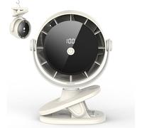 Timiyou Portable Clip on Fan with LED Display, Powerful USB Desk Fan,6 Speed Quiet Rechargeable Mini Table Fan,360° Rotation, 3600mAh Battery Operated USB Desk Fan for Home Office Stroller Camping