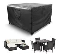 Timizi Covers for Garden Furniture Sets 87x87x77cm Rectangular Waterproof Rainproof Windproof Anti-UV Patio Cover with Air Vent, for Patio, Outdoor, Garden Furniture Protector. - Black