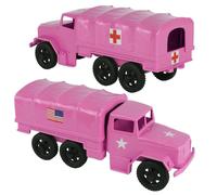 TimMee Plastic Army Men Trucks - Pink M34 Deuce and a Half Cargo Vehicles US Made