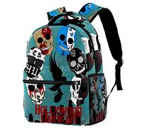 Timmershabi Hollywood Undead Sugar Skulls Pattern Backpack for Men School Bookbag Hiking Travel Rucksack School Bag for Women