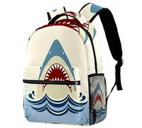 Timmershabi Retro Shark Jaws Backpack for Men School Bookbag Hiking Travel Rucksack School Bag for Women Girls