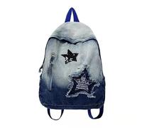 TIMMOR MAGIC Y2K Backpack Star Denim Aesthetic backpacks for Women Men Y2K Accessories Y2k Bag, Blue1, M, Y2k