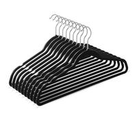 TIMMY Thin Plastic Hangers,Black Clothes Hangers 50 Pack Pants Hangers Chrome Hooks Heavy Duty Hangers, Space Saving Non Felt Adult Slimline Coat Hangers for Closet