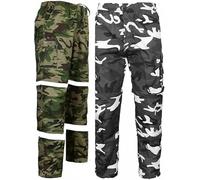 TIMMY'S COLLECTION Mens Convertible Zip Off Trousers 3 in 1 Camouflage Cargo Combat Shorts Bottoms (UK, Alpha, L, Regular, Regular, Camo White)