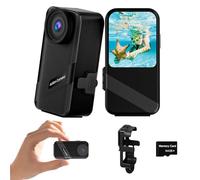 TIMNUT 4K60FPS Mini Action Camera, HD Thumb Camera with 64G SD Card, POV Portable Body Cam Wearable Video Recorder, IPX8 Waterproof Underwater Camcorder, Helmet Cam for Cycling,Motorcycle, Pet