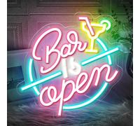 Timogift Bar Open Neon Light Sign, Open Beer LED Light Up Signs with Dimmer for Wall Decor Pub Party Man Cave Room Art Decor Gift, Aesthetic Decoration for Home, Bar, Club, Bistro, Party