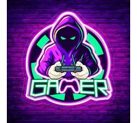 Timogift Gamer Neon Sign, LED Video Neon Light Sign for Game Room Decor, UV Printed Game Neon Lights for Bedroom Wall Decor Game Room Party Decoration, Best Christmas Gamer Gifts for Teenage Boy 02