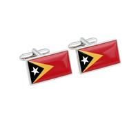 Timor-Leste Flag Cufflinks - East Timor National Flag Gift for Men | Red, Yellow, Black & White Star Design | Groomsmen Wedding Gift | Gift Box Included | Proud Timor-Leste Heritage Keepsake