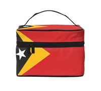 Timor-Leste Flag Inspired Makeup Bag (9x6.5x6.2 Inch), Portable Travel Pouch for Cosmetics