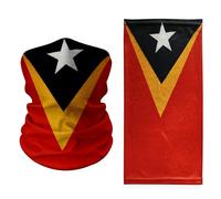 Timor-Leste Flag Neck Gaiter - Red with Black Triangle, Yellow Chevron & White Star - Lightweight Multi-Wear Face Cover, Balaclava, Bandana & Headwrap for Cultural Pride & Travel