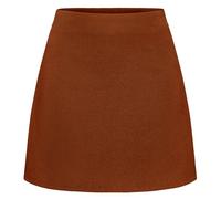 Timormode Mini Skirts for Women High Waisted Corduroy A Line Skirt 2025 Basic Casual Fall Winter Pencil Skirts TMS8012 OrangeBrown L