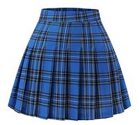 Timormode Pleated Skirt for Women Short High Waist Skirt Tennis School Skirt TMBZQ20 RoyalBlue Plaid L