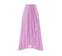 Timormode Women 2025 Summer Long Skirt Flowy Ruffle Boho Beach Skirts Elastic Waist A-line Chiffon Casual Split Midi Skirt TMS8006 Lavender L