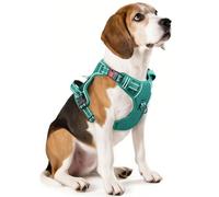 Timos Dog Harness Medium Sized Dog, Quick Release 3 Buckles, Easy On & Off | Reflective, No Pull No Choke, NO Need Go Over Dogs Head, Front & Back 2 Metal Clips with Control Handle, Lock Grass Green, M