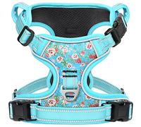 Timos No Pull Dog Harness,NO Need Go Over Dogs Head 3 Snap Buckles Reflective Oxford No Choke Puppy Harness with Front & Back 2 Metal Leash Clips Soft Padded Vest Harnesses for Small Medium Large Dogs