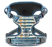 Timos No Pull Dog Harness, Release at Neck Reflective 3 Snap Buckles Adjustable No Choke Pet Vest with Front & Back 2 Leash Clips, Soft Padded Control Training Handle for Small Medium Large Dogs