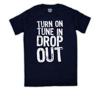 Timothy Leary Turn On Tune in Drop Out Mens T-Shirt, Navy Blue, Large