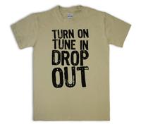 Timothy Leary Turn On Tune in Drop Out Mens T-Shirt, Sand, XL