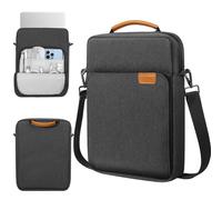 TiMOVO 13 Inch Tablet Sleeve Handbag with Shoulder Strap for MacBook Air, MacBook Neo, iPad Air 13" M3 2025, iPad Pro 13"/12.9", Galaxy Tab S9/S10 Plus/S9 FE+/S9 FE Plus 12.4", Black & Gray