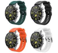 TiMOVO 22mm Band Compatible with Huawei Watch GT 4 46mm/GT3/GT3 Pro 46mm | Straps for Watch 4/4 Pro/3/3 Pro/GT 46mm/GT2/GT2 Pro/GT2e, 4Pcs Silicone Bracelet Sport Strap, Black+Orange+Dark Green+White