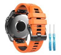 TiMOVO 22mm Sport Straps Compatible with Garmin Fenix 7/7 Pro/6/6 Pro/5/5 Plus/Sapphire/7 Solar, Soft Silicone Quick Release Watch Strap for Garmin Forerunner 965/955/945/935, Orange/Black