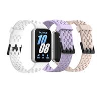 TiMOVO 3pack Sport Band Compatible with Samsung Galaxy Fit 3, Soft Silicone Adjustable Band with Airflow Orifice for Men and Women,Nebula Pink+Purple+White
