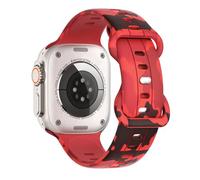 TiMOVO 42/44/45/46/49mm Women men,Fashion Wild Camouflage Pattern Wristband Replacement Sport Strap for iWatch Ultra 2 Series 10 9 8 7 6 5 4 3 2 1 SE, Camouflage Red